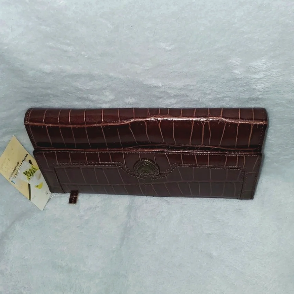 NWT Vintage Westport Collection Croc Embossed Leather Long Checkbook Wallet